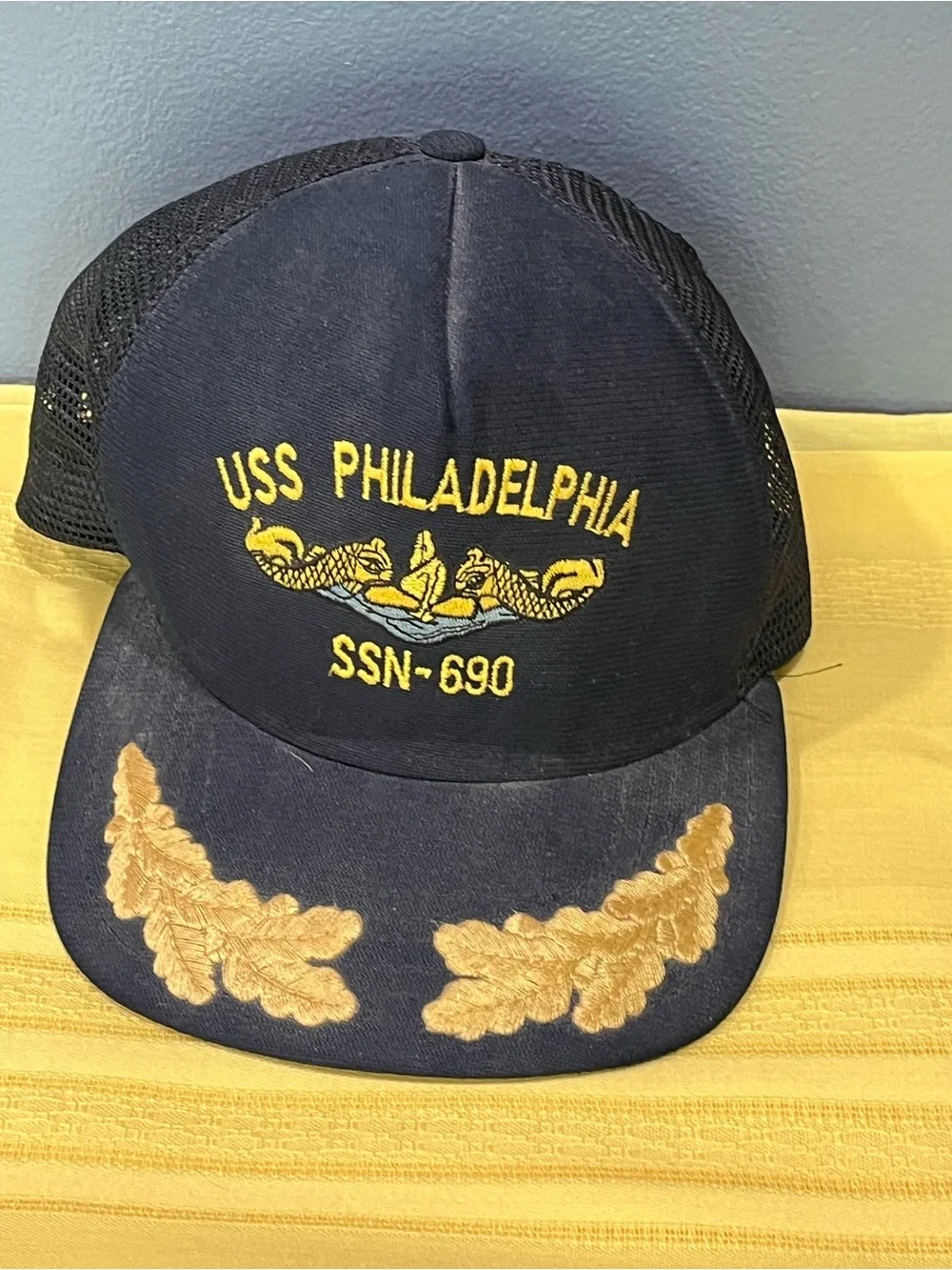 ⚓️ Vintage 80s USS Philadelphia SSN-690 Captain Trucker Hat 🇺🇸
